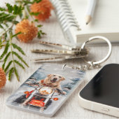 Labrador Dog Riding Motorrad Weihnachten Schlüsselanhänger (Vorderseite rechts)