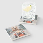 Labrador Dog Riding Motorrad Weihnachten Steinuntersetzer (Seitenansicht)