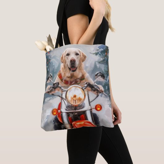 Labrador Dog Riding Motorrad Weihnachten Tasche (Von Nahem)