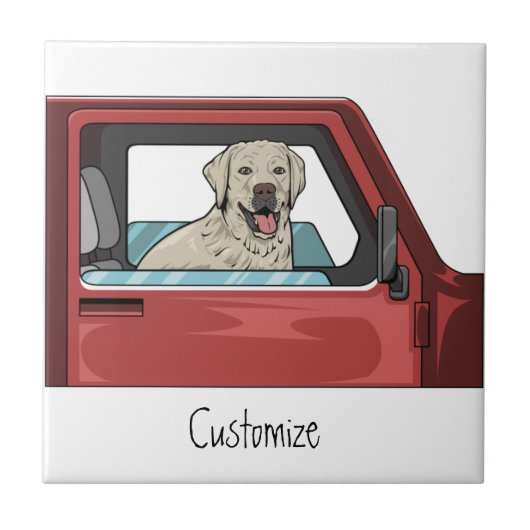 Labrador Dog Riding Shotgun Thunder_Cove Fliese (Vorderseite)