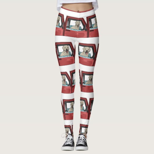 Labrador Dog Riding Shotgun Thunder_Cove Leggings (Vorderseite)