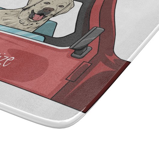 Labrador Dog Riding Shotgun Thunder_Cove Schneidebrett (Ecke)