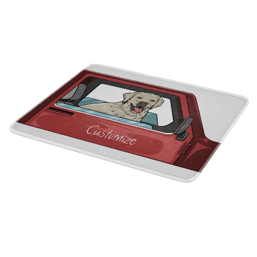 Labrador Dog Riding Shotgun Thunder_Cove Schneidebrett (Ecke)