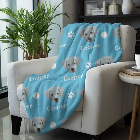 Labrador Dog, Sky Blue Individuelle Name Fleecedecke