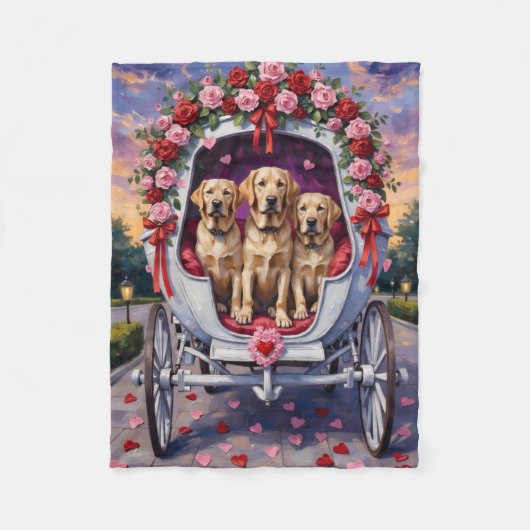 Labrador Dog Valentine's Day  Fleecedecke (Vorderseite)