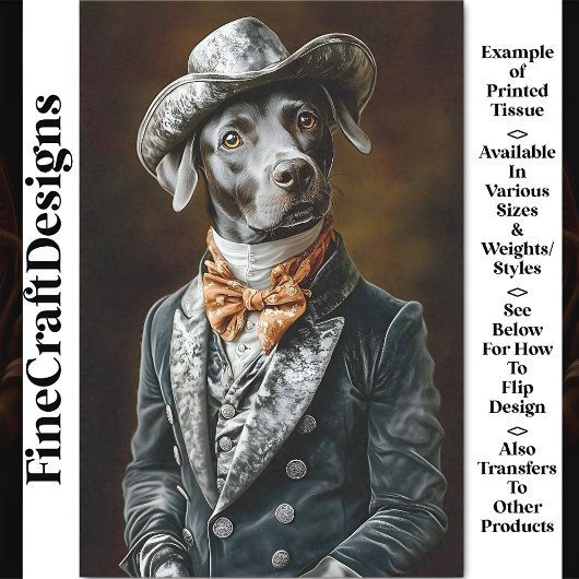 Labrador Dog Wild West Style Outfit CF4 Decoupage Seidenpapier