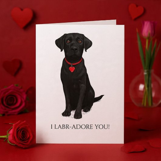Labrador Dog With Love Heart Adore You Karte