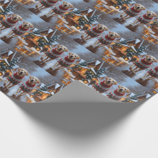 Labrador Dogs Christmas Snow Holiday Geschenkpapier (Ecke)
