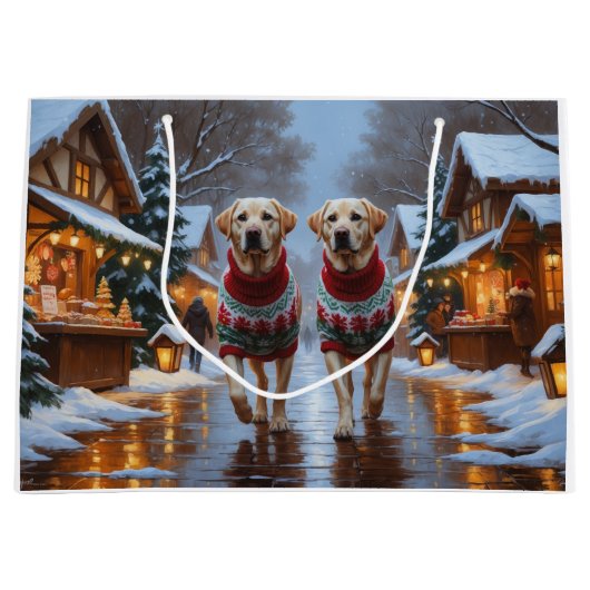 Labrador Dogs Christmas Snow Holiday Große Geschenktüte (Vorderseite)