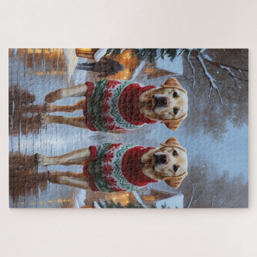 Labrador Dogs Christmas Snow Holiday Puzzle (Horizontal)