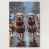 Labrador Dogs Christmas Snow Holiday Puzzle (Vertikal)