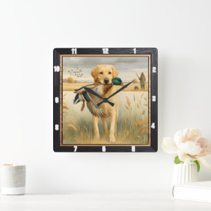 Labrador Duck Hunting Quadratische Wanduhr