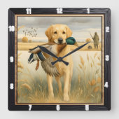 Labrador Duck Hunting Quadratische Wanduhr (Vorderseite)