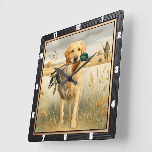 Labrador Duck Hunting Quadratische Wanduhr (Winkel)