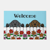 Labrador Duo beobachtet Sie als Begrüßungsturm Fußmatte (Vorderseite)