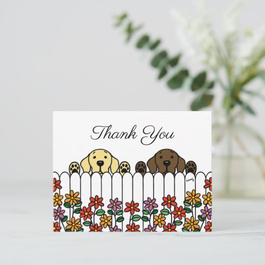 Labrador Duo Watching You Danke Postcard Postkarte (Stehend Vorderseite)