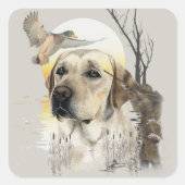 Labrador, Entenjagd Quadratischer Aufkleber (Vorderseite)