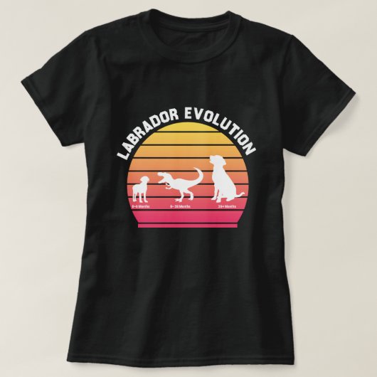 Labrador Evolution Funny White Silhouette Sunset T-Shirt (Design vorne)