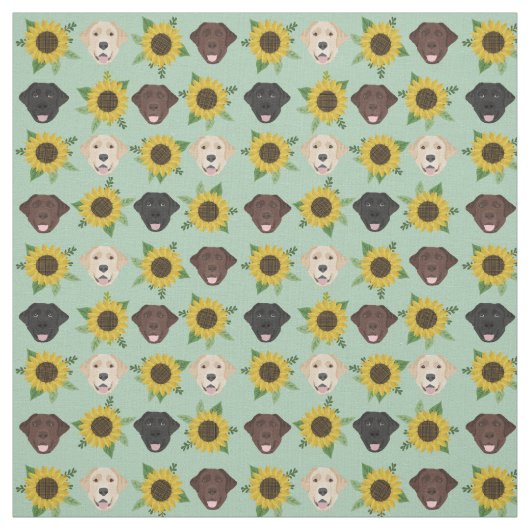 Labrador Faces Sonnenblumenminze Stoff (Muster)