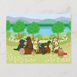 Labrador Family Picnic Postkarte