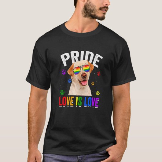 Labrador Gay Pride Lgbt Rainbow Flag Hund T-Shirt (Vorderseite)
