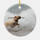 Labrador - Gelb - gehen Sie Reichweite! Keramikornament (Hinten)