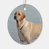 Labrador Gelber Hund Wasser Foto Keramik Ornament (Links)