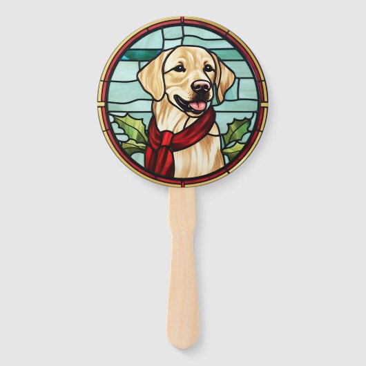 Labrador gestettetes Glass Weihnachten Fächer (Rückseite)