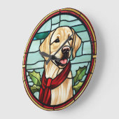 Labrador gestettetes Glass Weihnachten Große Wanduhr (Winkel)