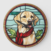 Labrador gestettetes Glass Weihnachten Große Wanduhr (Vorderseite)