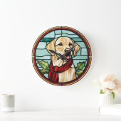 Labrador gestettetes Glass Weihnachten Große Wanduhr (Zuhause)