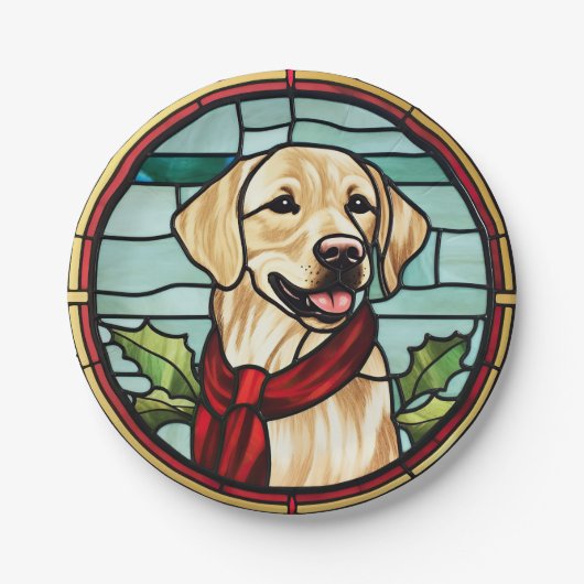 Labrador gestettetes Glass Weihnachten Pappteller (Vorderseite)
