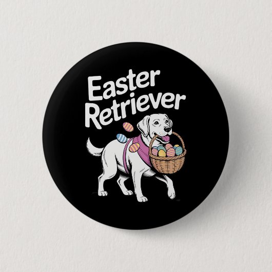 Labrador Golden Retriever Bunny Springs Egge Easte Button (Vorderseite)