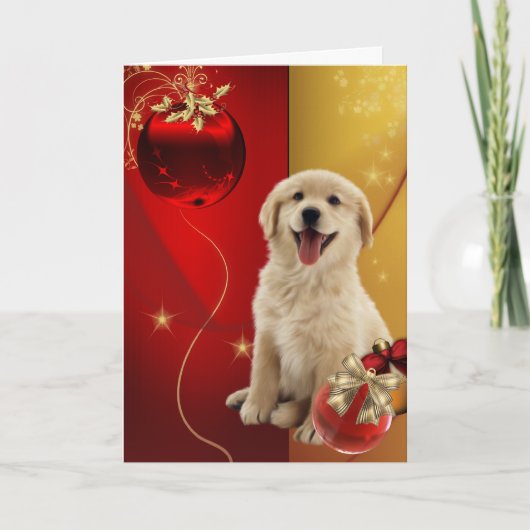 Labrador Golden Retriever Weihnachtskarten Feiertagskarte (Vorderseite)