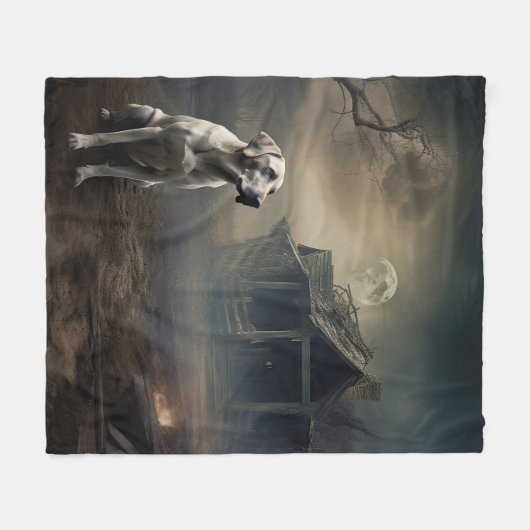 Labrador Halloween Beängstigend Fleecedecke (Vorderseite (Horizontal))