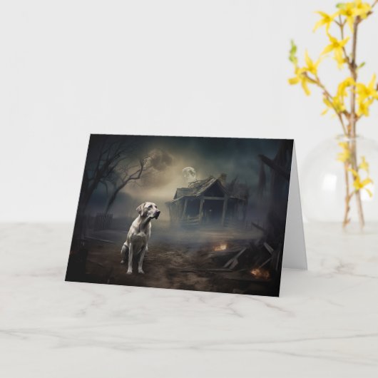 Labrador Halloween Beängstigend Karte (Gelbe Blume)