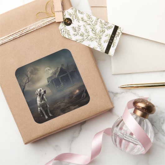 Labrador Halloween Beängstigend Quadratischer Aufkleber (Schenken)