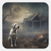 Labrador Halloween Beängstigend Quadratischer Aufkleber (Vorderseite)