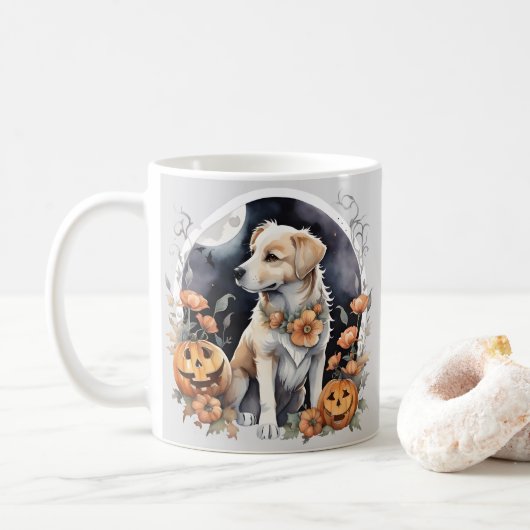 Labrador Halloween Floral Adorable Fall Pet Kaffeetasse (Mit Donut)