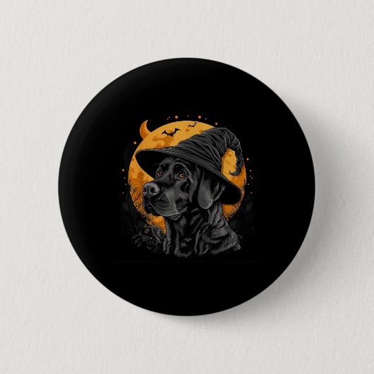 Labrador Halloween Lustiger Süßer Hund Schwarzer L Button (Vorderseite)