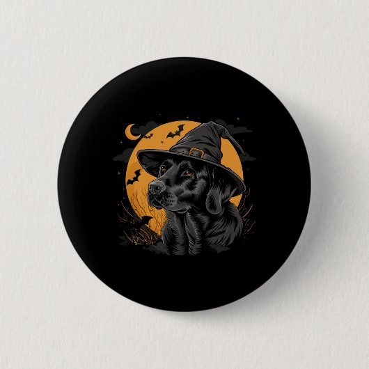 Labrador Halloween Lustiger Süßer Hund Schwarzer L Button (Vorderseite)