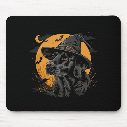 Labrador Halloween Lustiger Süßer Hund Schwarzer L Mousepad (Vorne)