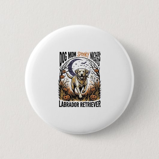 Labrador Halloween-Shirt Vintage Hundemutter Grafi Button (Vorderseite)
