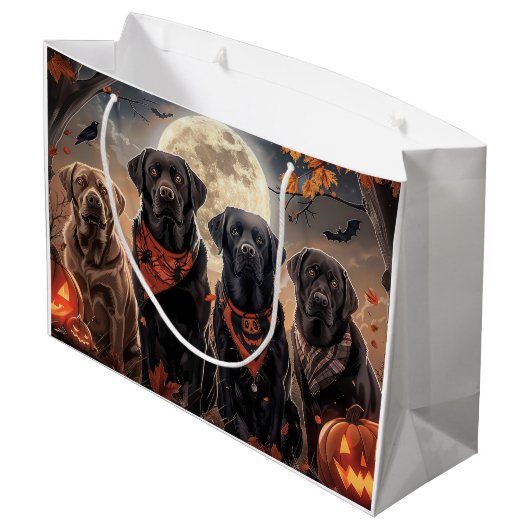 Labrador Halloween Spooky Große Geschenktüte (Rückseite Schrägansicht)
