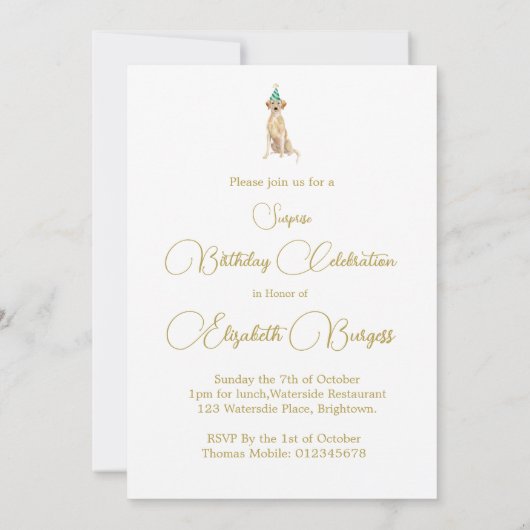 Labrador Happy Birthday Party Einladung (Rückseite)