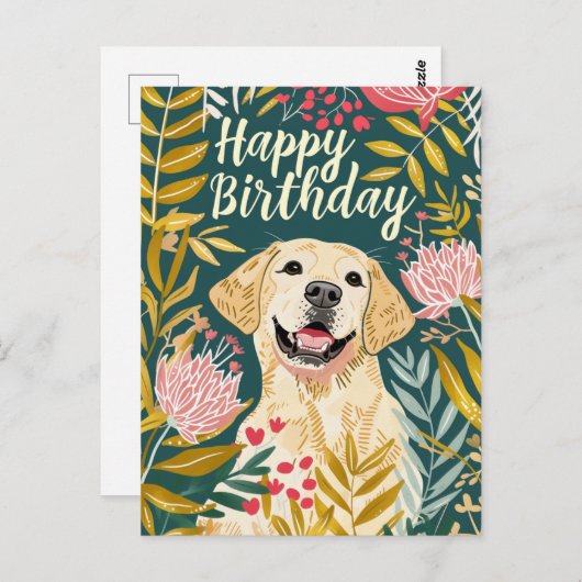 Labrador Happy Birthday Postkarte (Vorne/Hinten)