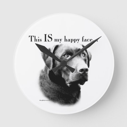Labrador Happy Face Runde Wanduhr (Vorderseite)