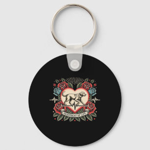 Labrador Heartbeat Tattoo Retro Rose Hund Lover Lo Schlüsselanhänger