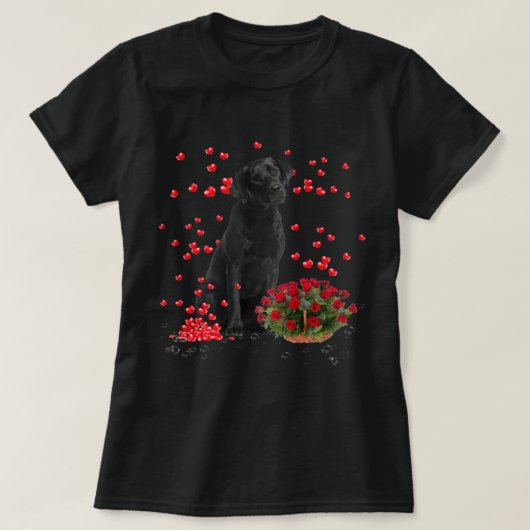Labrador Hearts Balloons und Rose Basket Valentine T-Shirt (Design vorne)