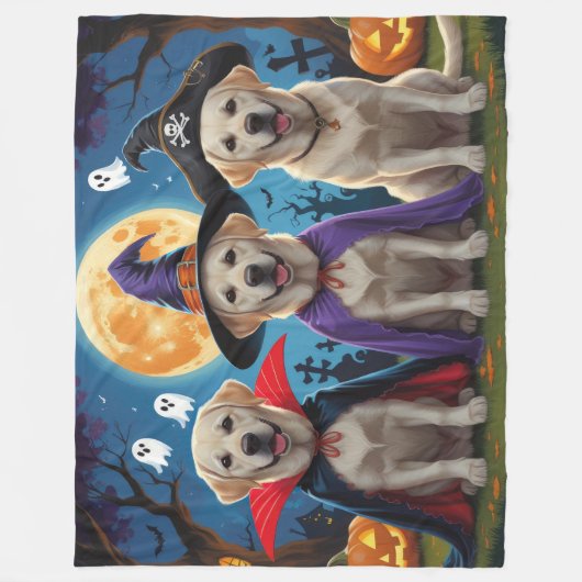 Labrador Hogs Pumpkin Halloween Funny Fleecedecke (Vorderseite)